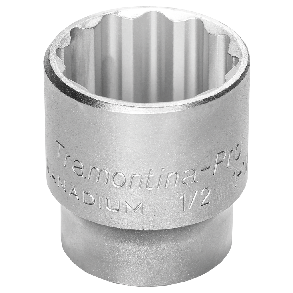 Tramontina PRO 1" Chrome Vanadium Steel 12 Point Socket - 1/2" Square Drive,44834012, TRAMONTINA