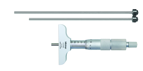 Depth Micrometer, Interchangeable Rods 0-75mm, 63mm Base - 129-110  - MITUTOYO
