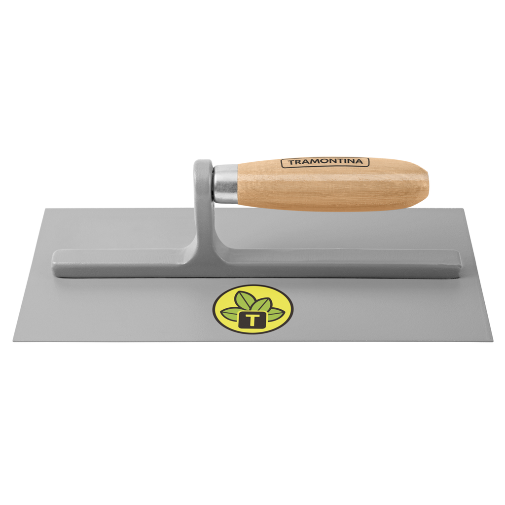 Metal square trowel with a smooth base, no teeth, with wood handle,77370115, TRAMONTINA