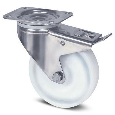 Swivel Castors with total lock 125 mm Stainless, Alpha, 8477UOO125P62, TENTE