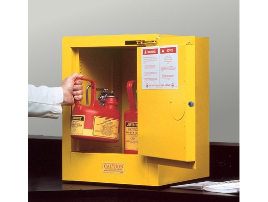 Justrite Sure-Grip® EX Countertop Flammable Safety Cabinet, 4 Gallon, 1 Self-Close Door, Yellow