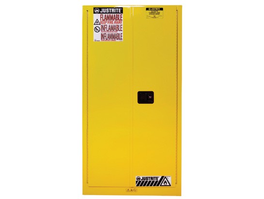 Justrite Sure-Grip® EX Flammable Safety Cabinet, 60 Gallon, 2 Self-Close Doors, Yellow