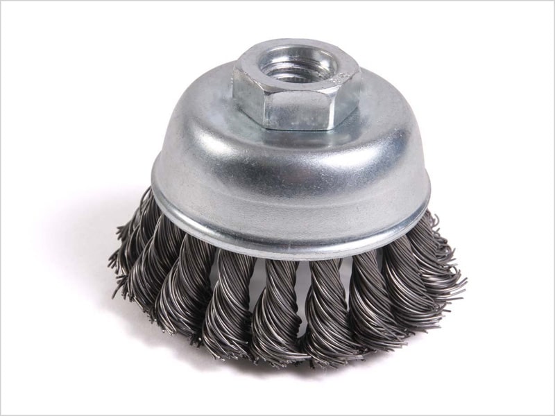 Cup Brush Twisted - 608133 - 80 MM DIA - M14 X 2.0 Threaded Arbor - Steel Wire -0.50 MM - Germany