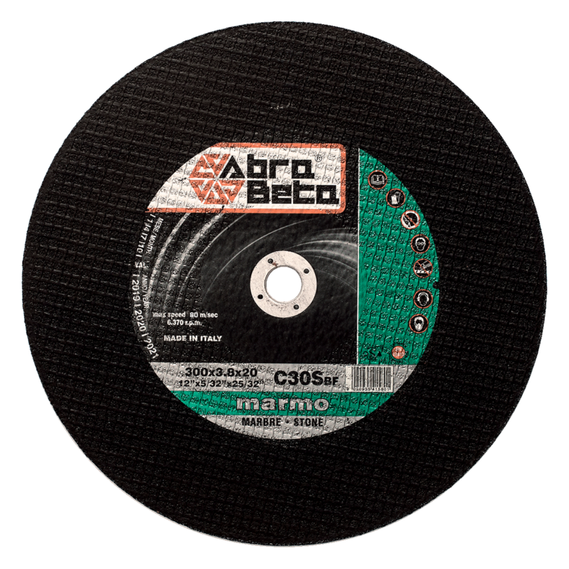 Cutt-Off Disc 80M/S  For Stone -  12" - 300 X 3.5 X 25.4 MM - 5100 RPM - C30S - Abra Beta