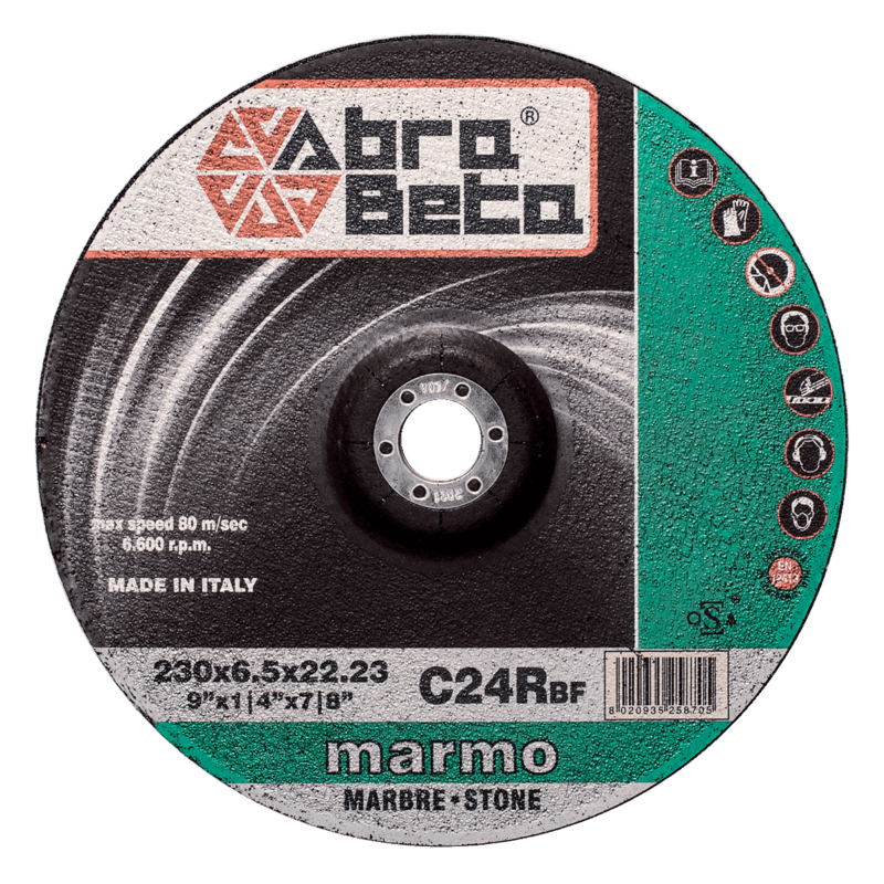 Griding Disc For Stone - Depressed Centre - 4.1/2" - 115 X 6.5 X 22.23 MM - 15300 RPM - C24R - Abra Beta