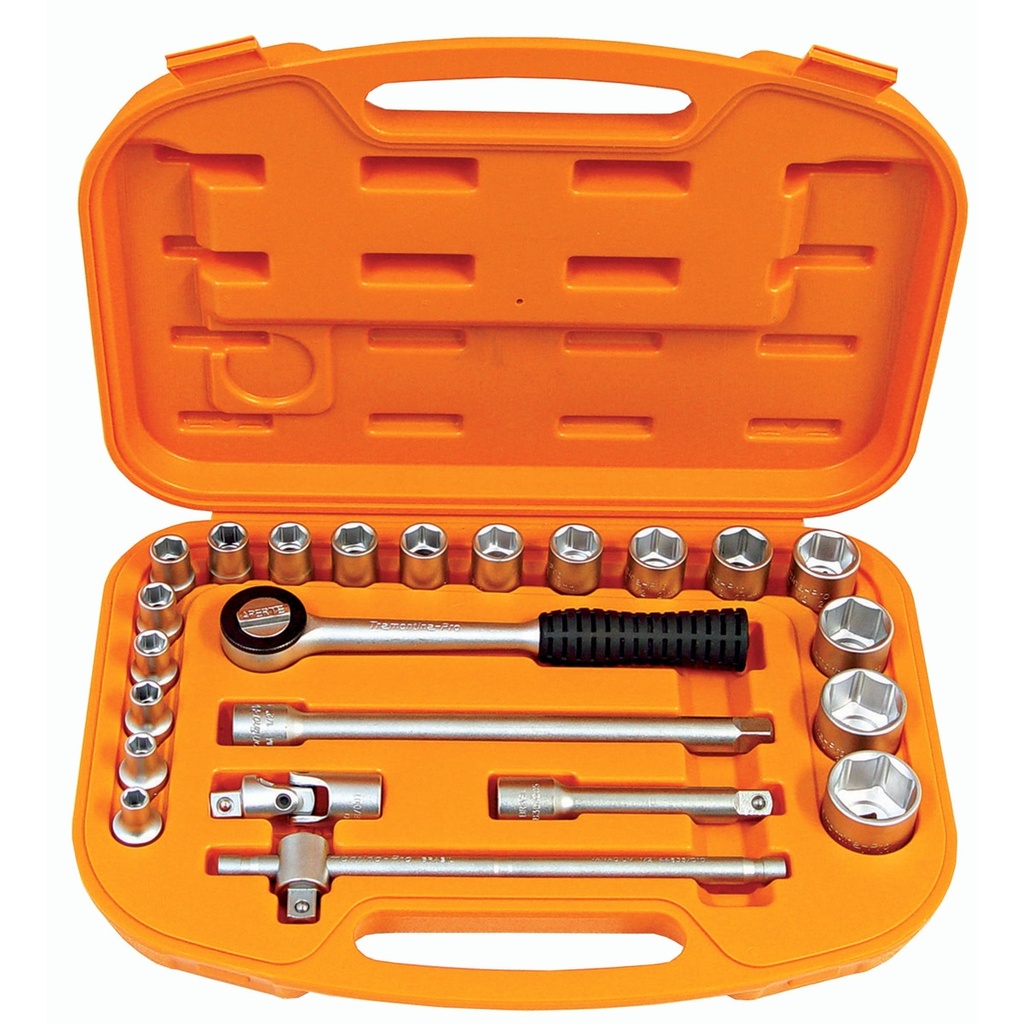 1/2" Millimeters 6 Point Sockets and Accessories Set - 23 pieces,44831222, TRAMONTINA