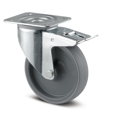 [3477UAR080P62 grey] Swivel Castors with total lock 80 mm Alpha, 3477UAR080P62 grey, TENTE