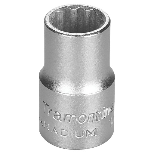 [44833015] 15 mm Chrome Vanadium Steel 12 Point Socket - 1/2" Square Drive,44833015, TRAMONTINA