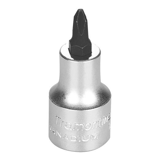 [44843002] NR2 Cross Recessed Tip Chrome Vanadium Steel Socket - 1/2" Square Drive,44843002, TRAMONTINA