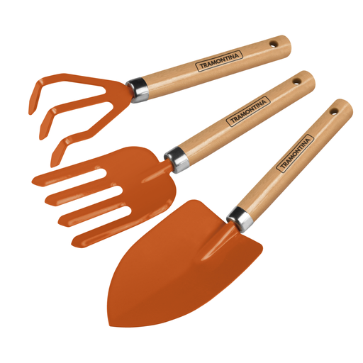 [78100801] 3 pieces garden tool set, wood handles, plastic package,78100801, TRAMONTINA