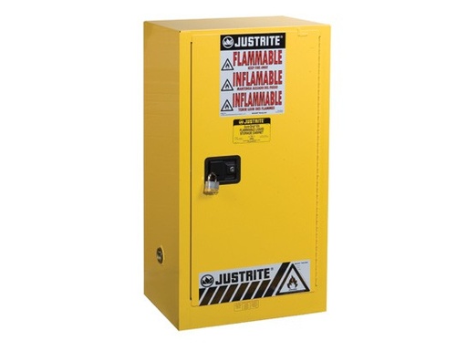 [8915201] Justrite Sure-Grip® EX Compac Flammable Safety Cabinet, 15 Gallon, 1 Self-Close Door, Yellow