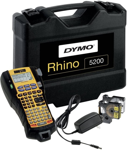 [RHINO-5200-KIT] Advanced Labelling Tool - upto 19mm - with rechargeable Li-ion battery and charging adapter - Rhino Industrial 5200 Hard Case Kit - DYMO