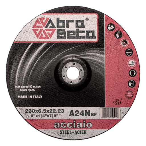 Griding Disc For Steel - Depressed Centre - 4.1/2" - 115 X 6.5 X 22.23 MM - 13300 RPM - A24N - Abra Beta