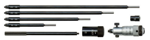 [141-206] Inside Micrometer, Interchangeable Rods 50-300mm, with 5 Rods, Hardened Face - 141-206 - MITUTOYO